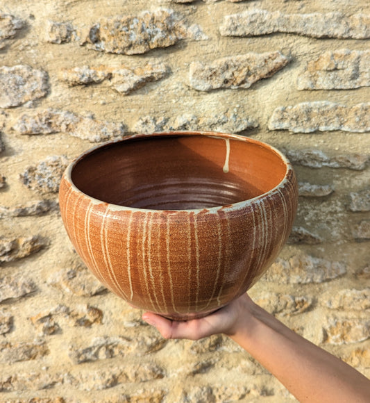 Very Large Ceramic Drip Glaze Serving Bowl