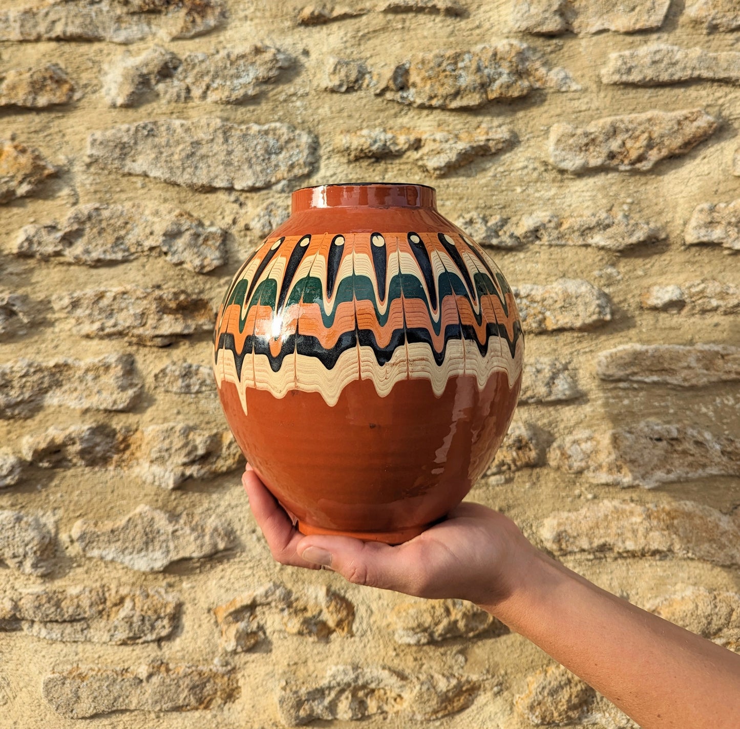 Traditional Romanian Horezu Glazed Vase