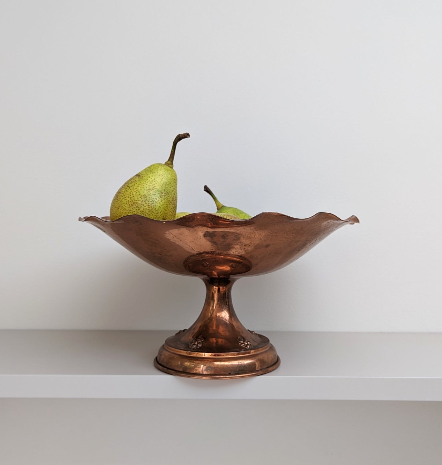 Scalloped Copper Pedestal Bowl