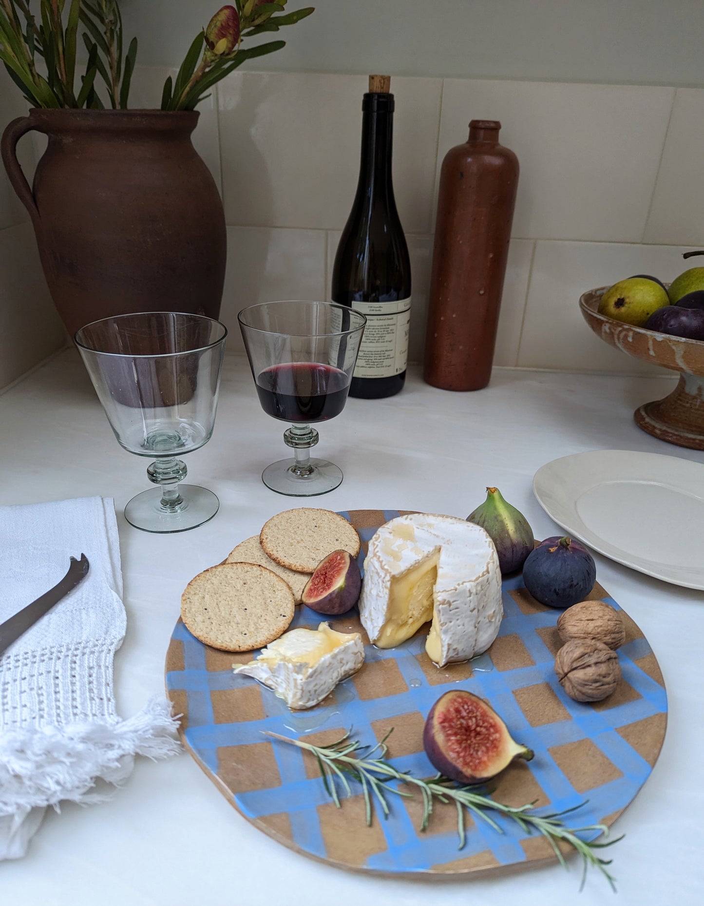 Baby Blue Gingham Serving Platter