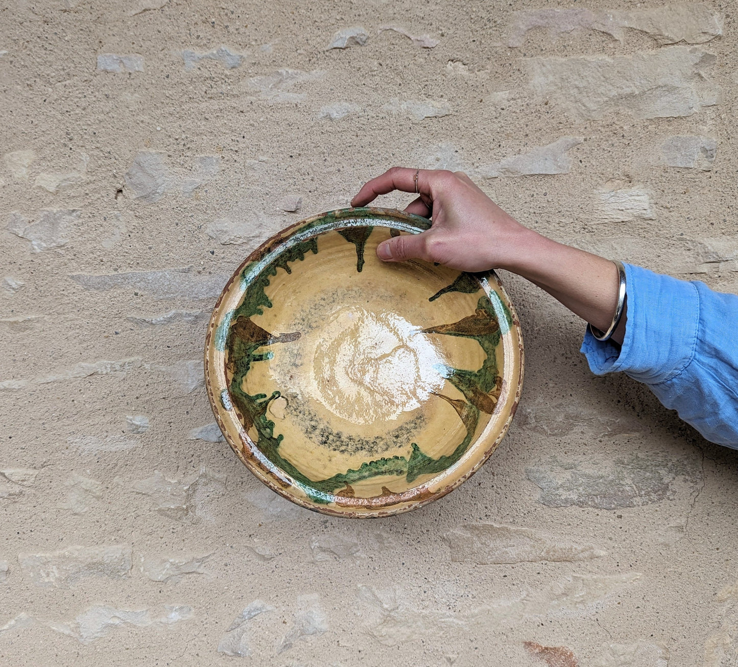 Green & Brown Swirl Glazed Bowl