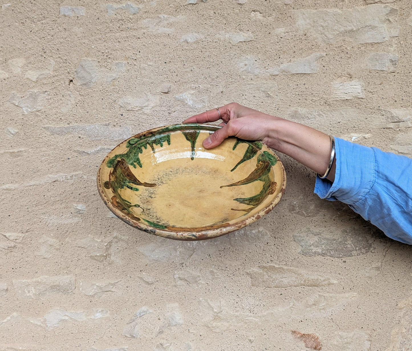 Green & Brown Swirl Glazed Bowl