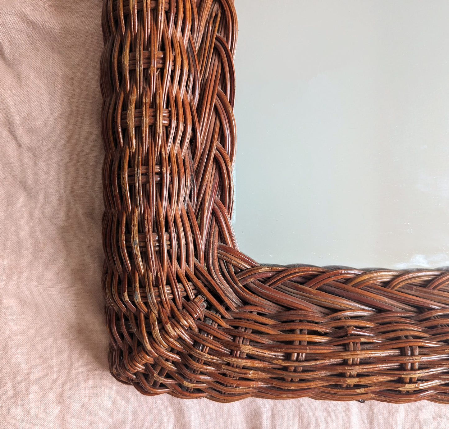 French Vintage Wicker Mirror