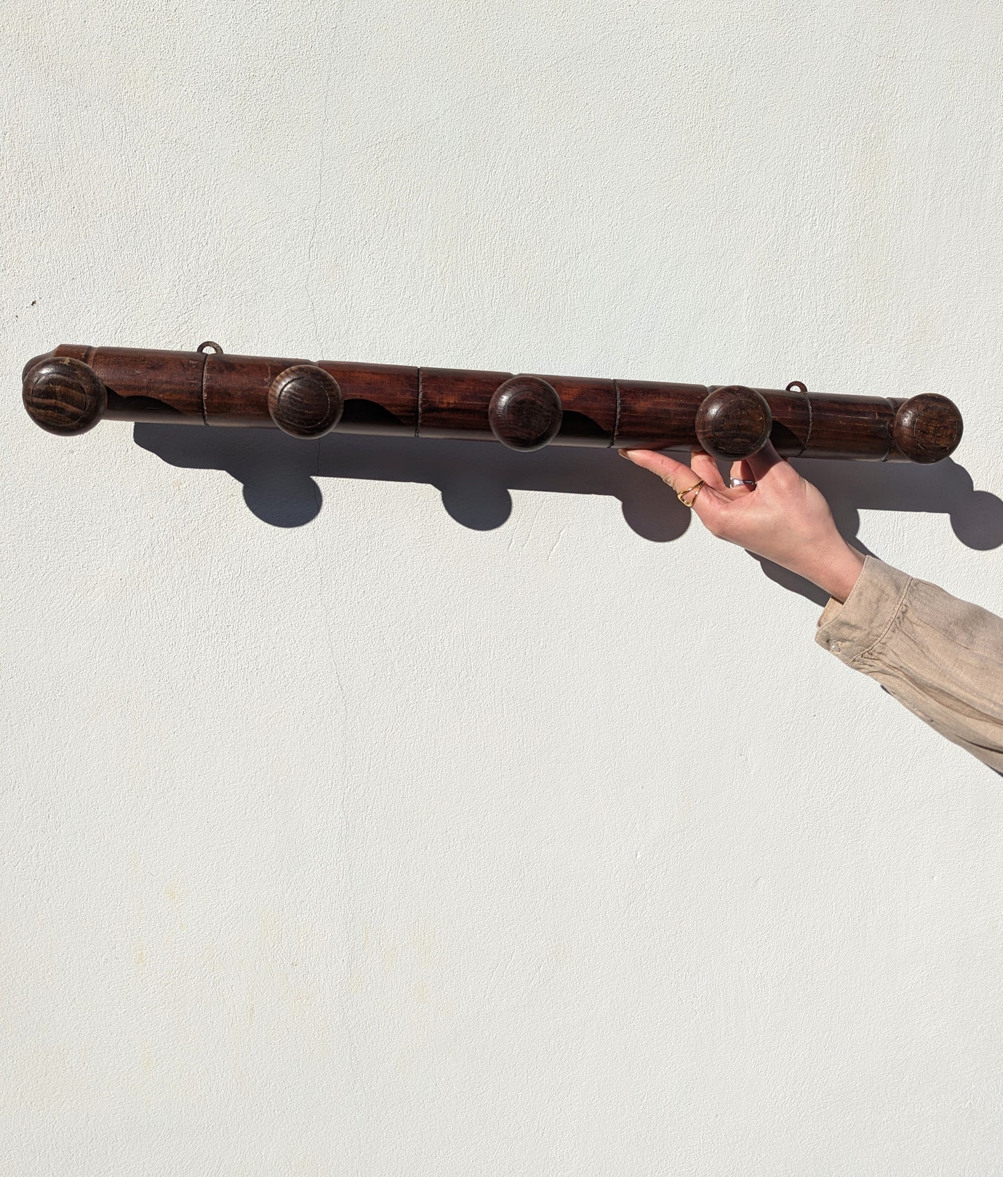 French Faux Bamboo Wooden Peg Coat Rack