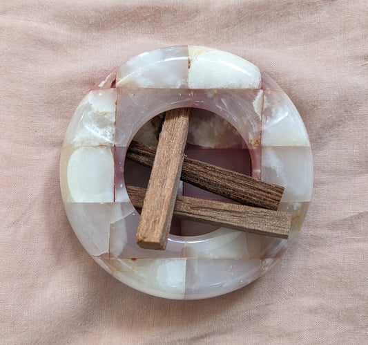 Pink Onyx Checkerboard Dish