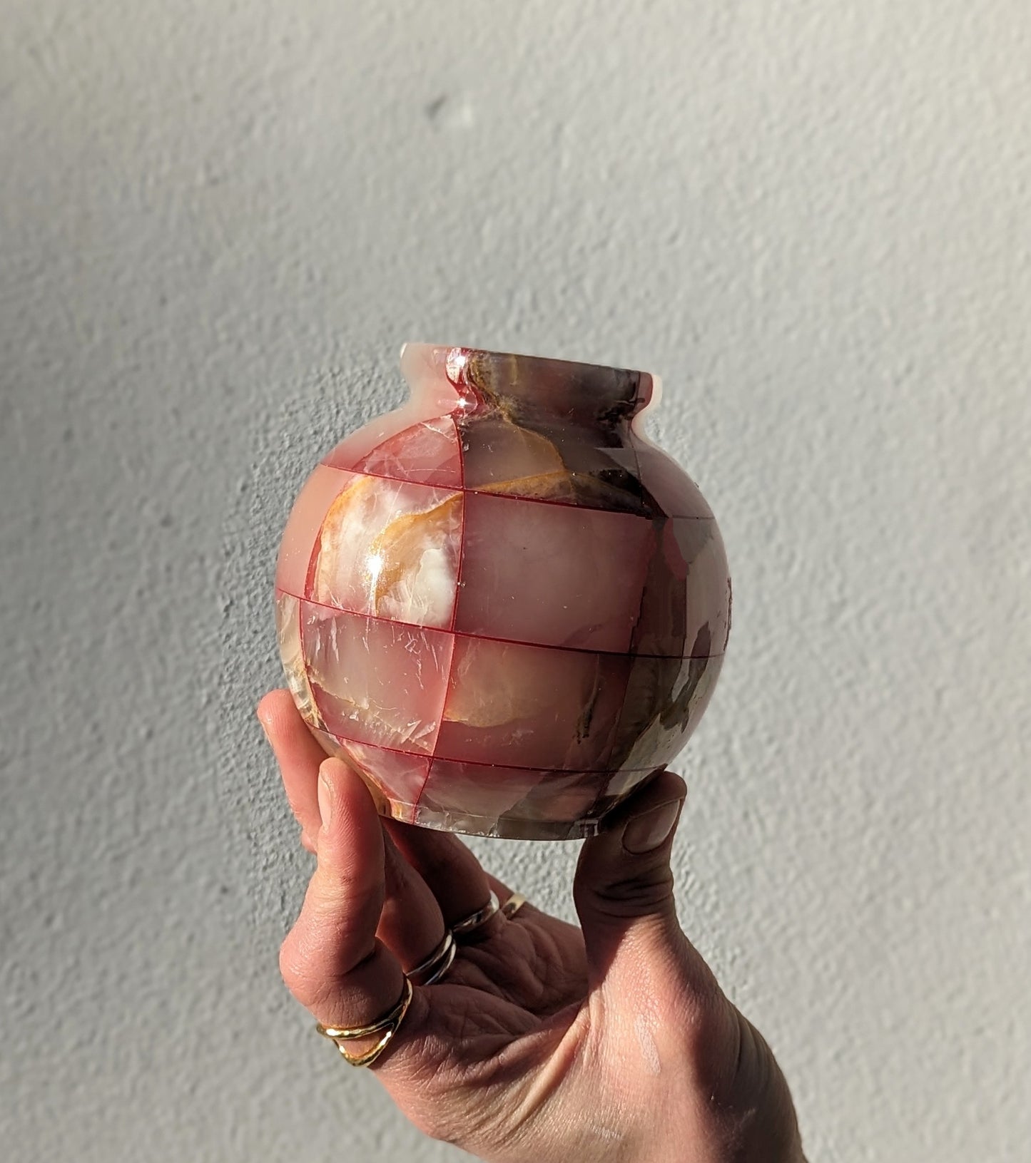 Small Pink Onyx Checkerboard Vase