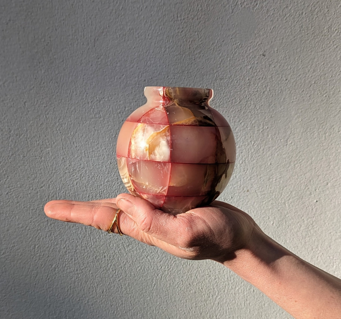 Small Pink Onyx Checkerboard Vase