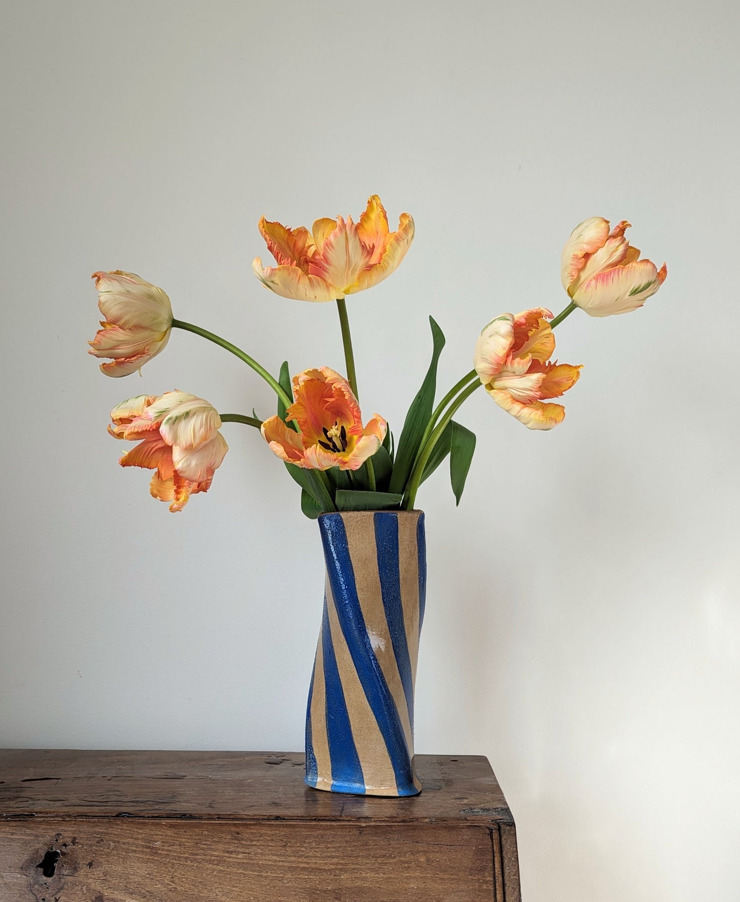 Blue Stripe Twist Vase