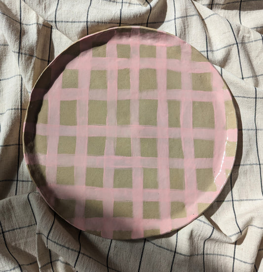 Pink Gingham Platter