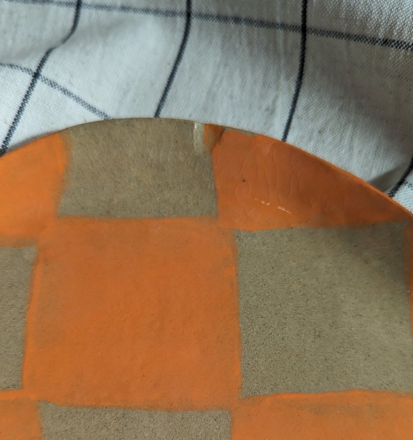 Orange Oval Check Platter