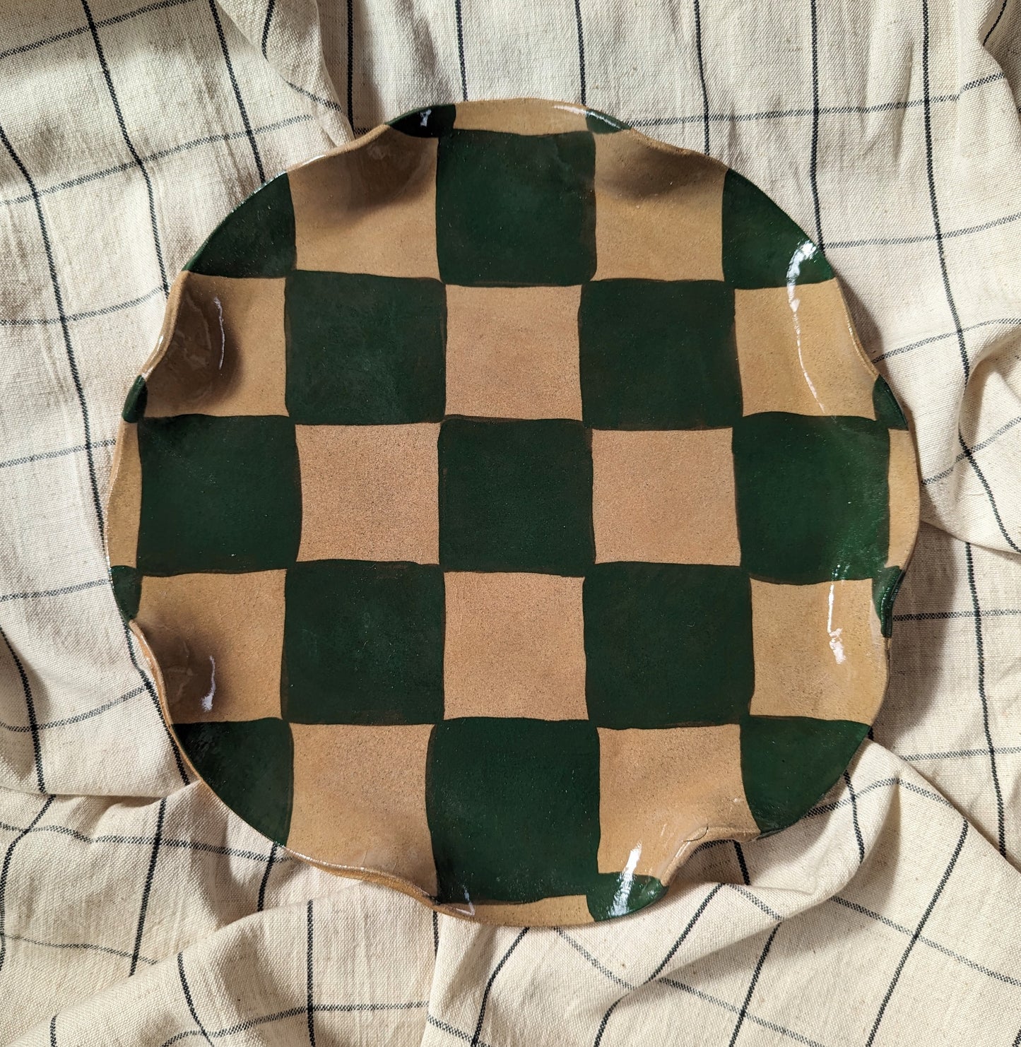 Green Wavy Check Platter