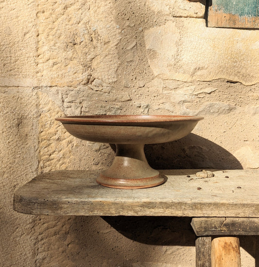 Speckled Terracotta Glazed Pedestal Bowl