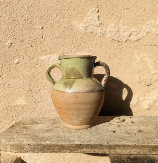 Green Glazed Handled Vase