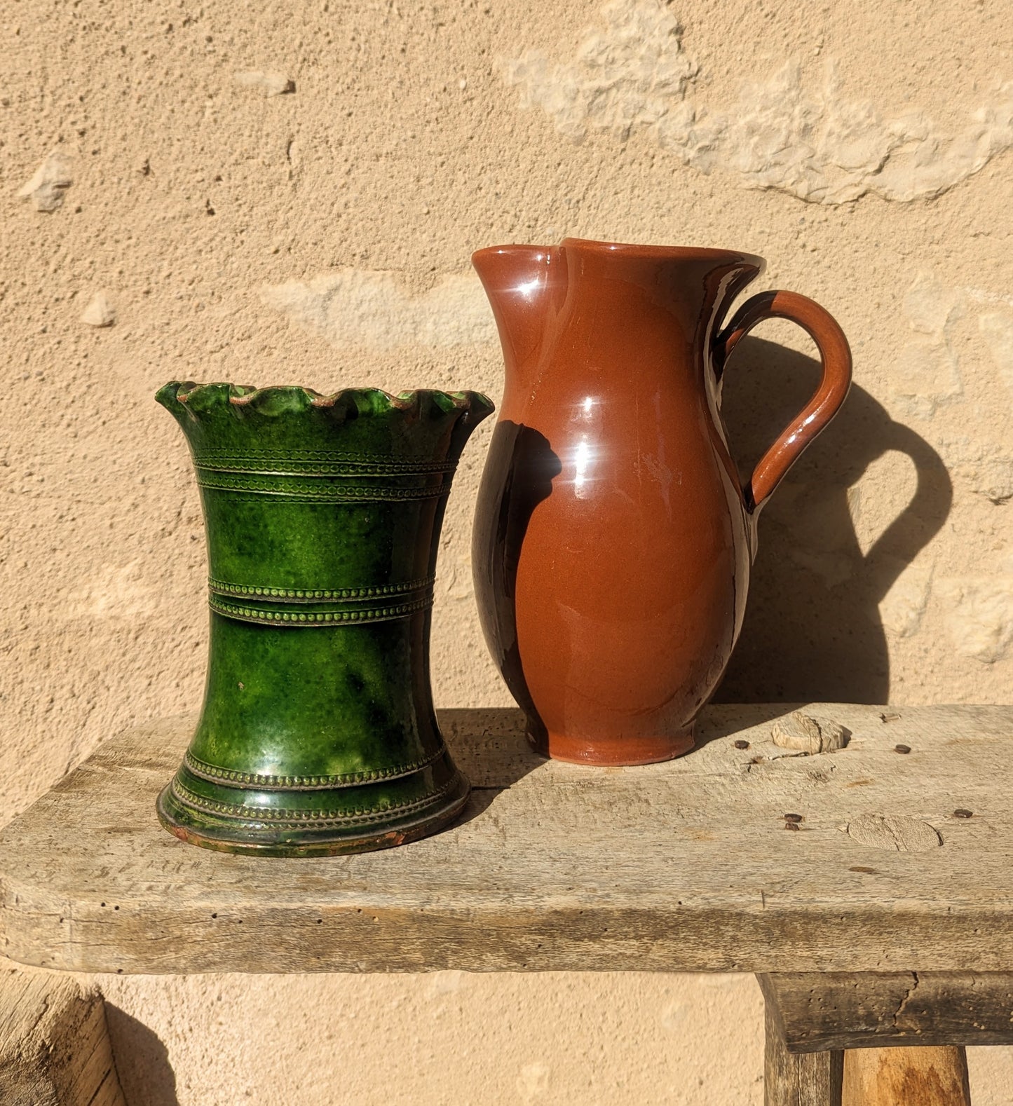 Green Scalloped Glazed Vase