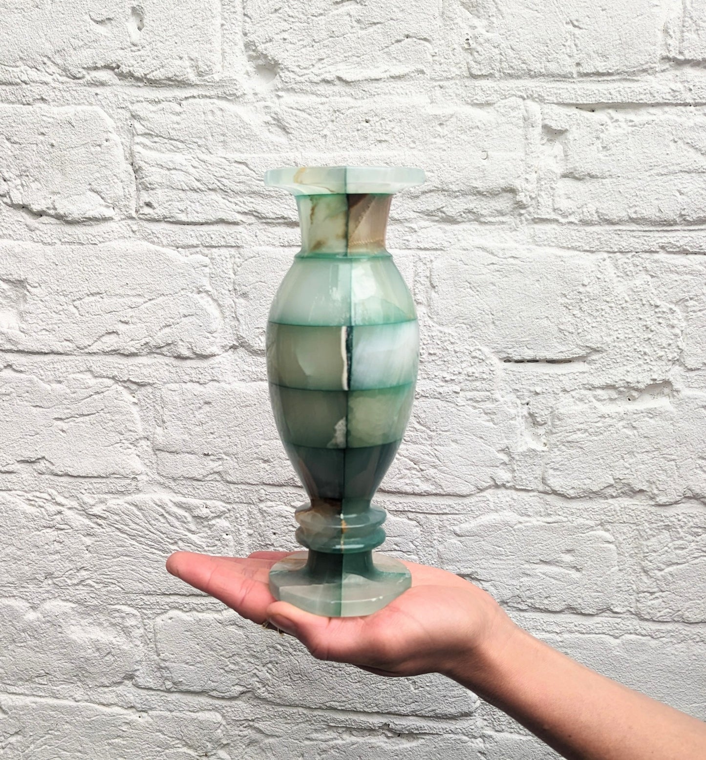 Green Onyx Checkerboard Vase