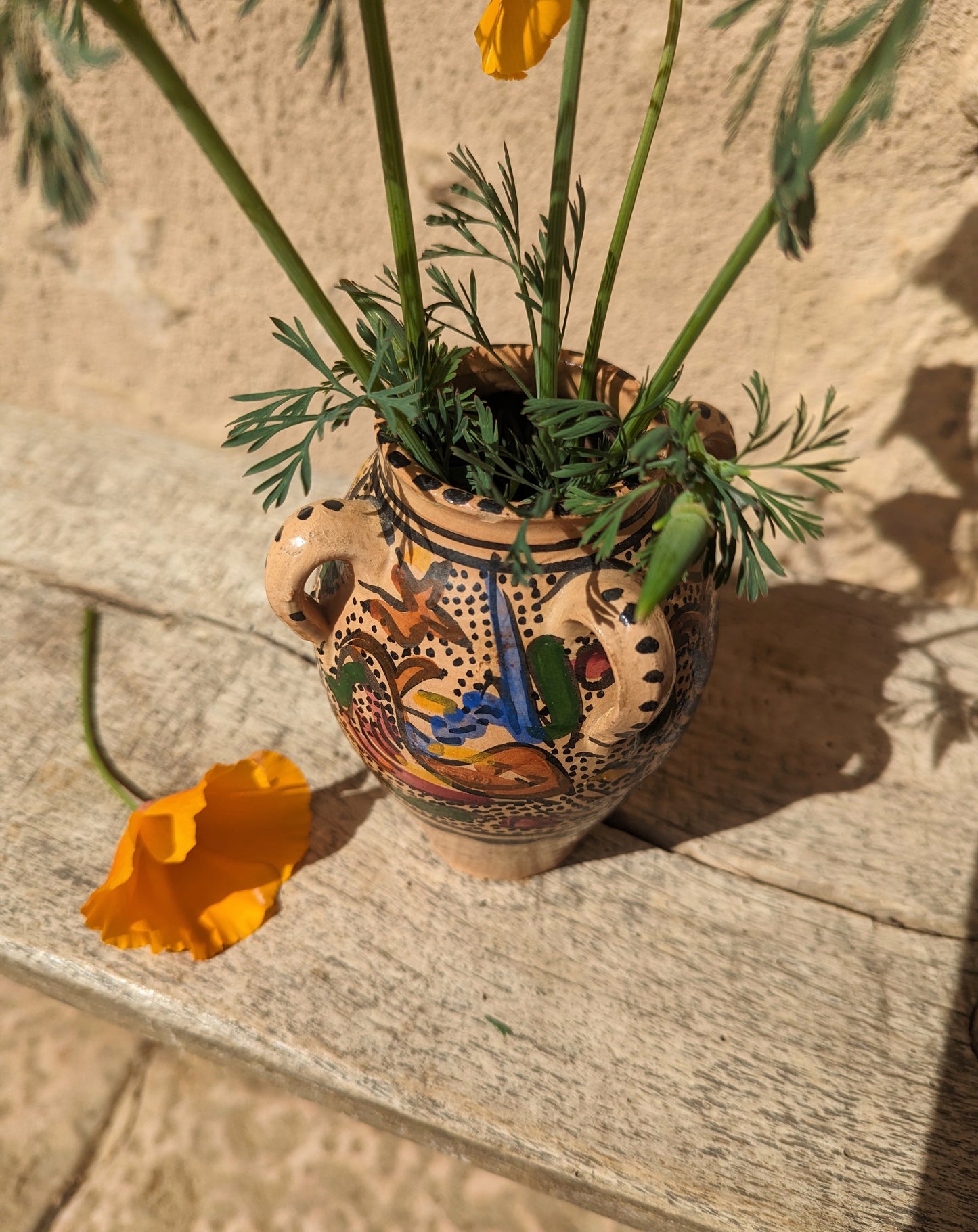 Small Beautiful Hand Painted Handle Vase