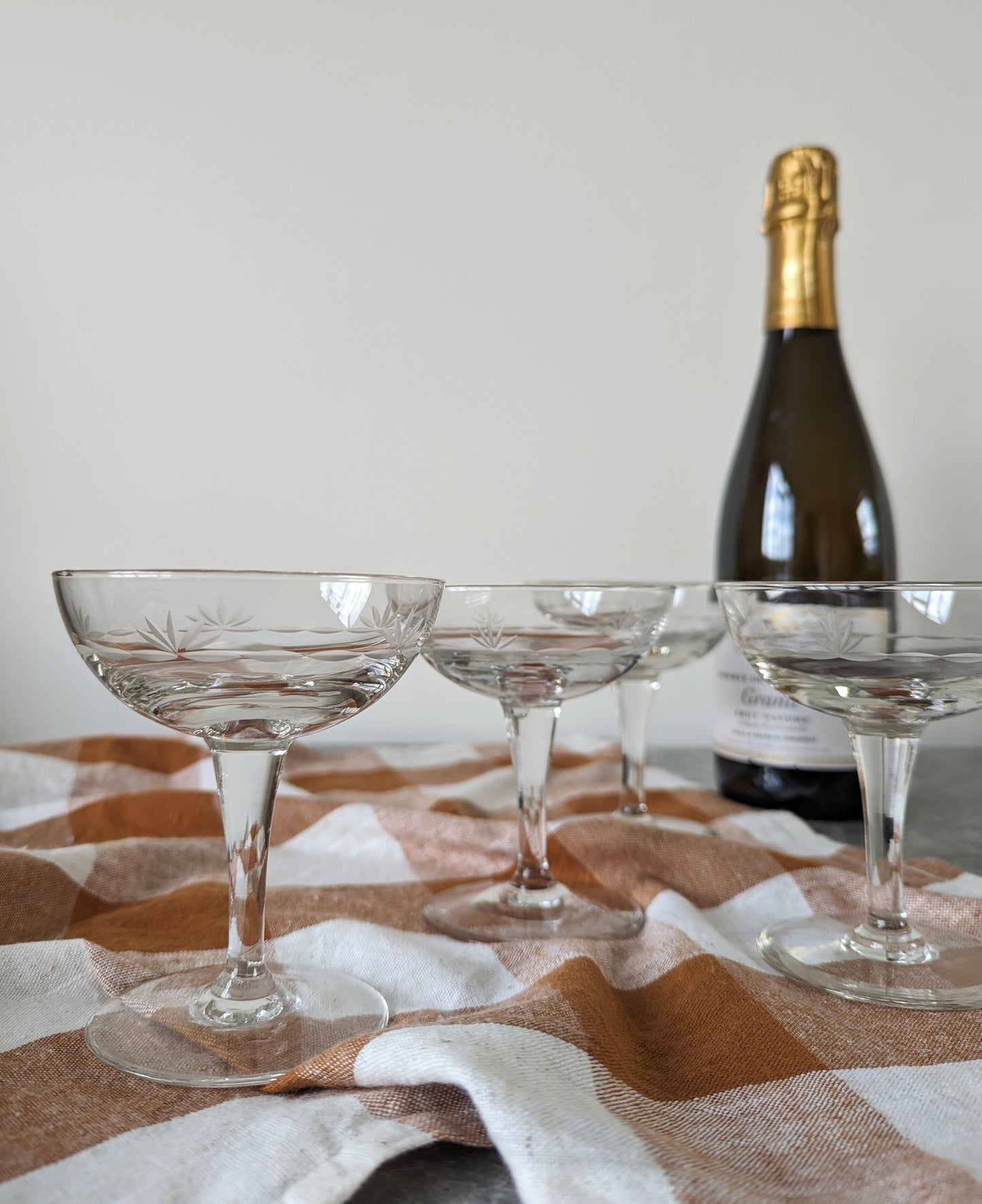 Set of Six Patterned French Champagne Coupes