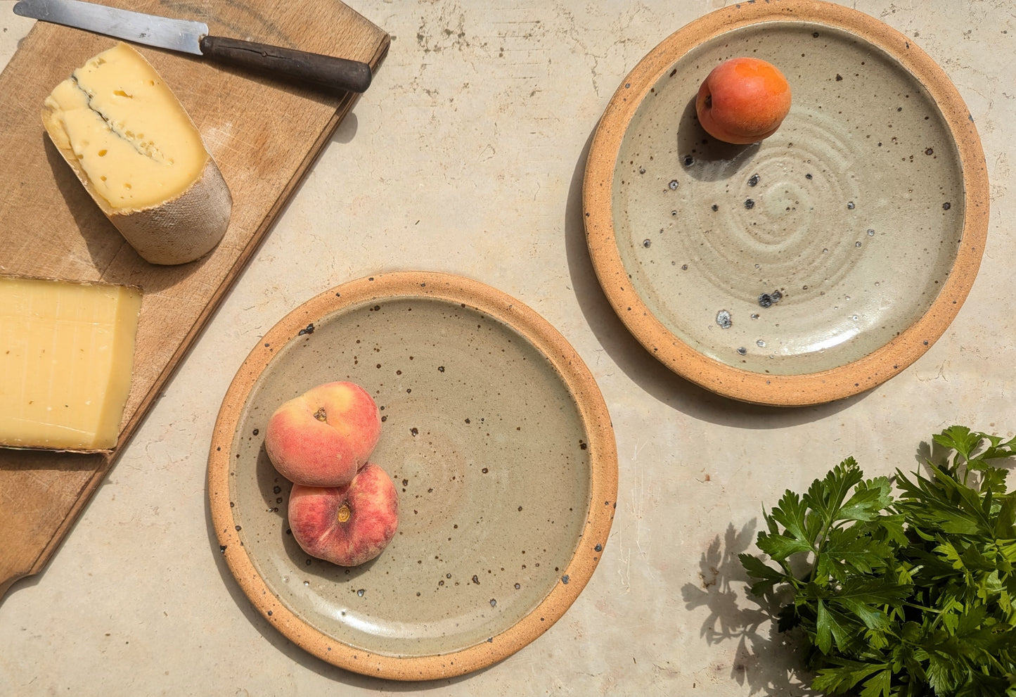 Pair of Speckled Stoneware Plates