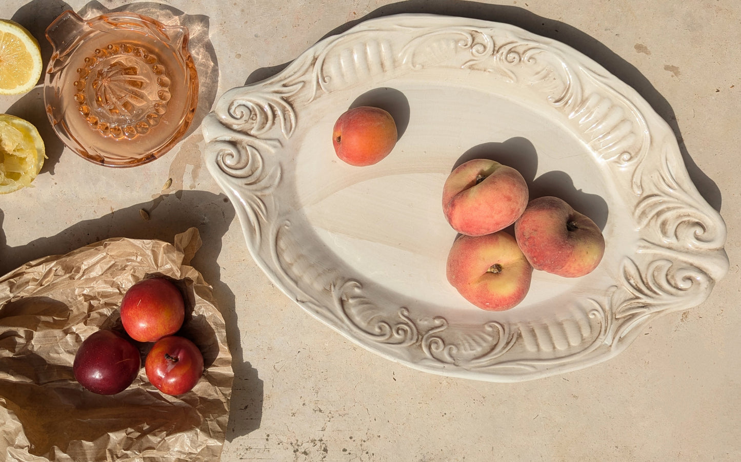 Large French White Washed Serving Platter