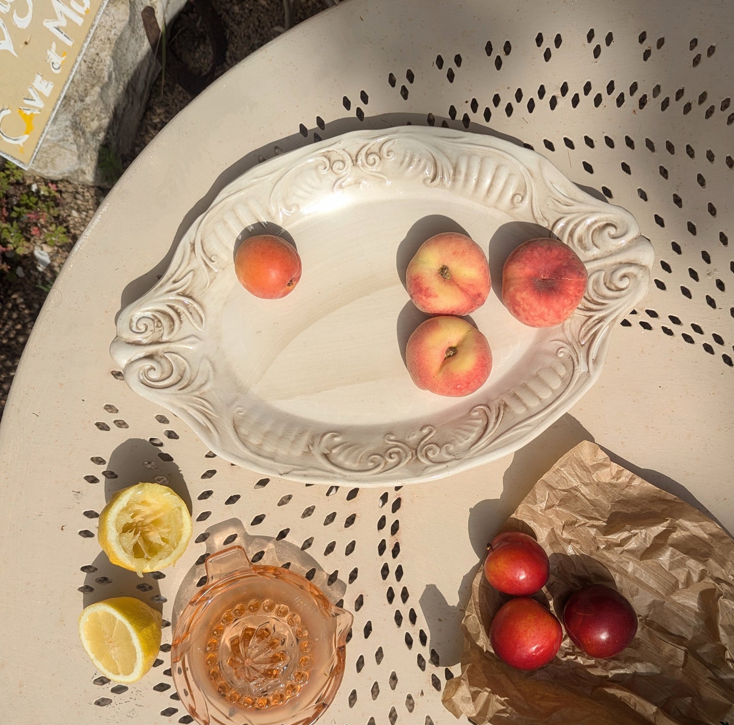 Large French White Washed Serving Platter