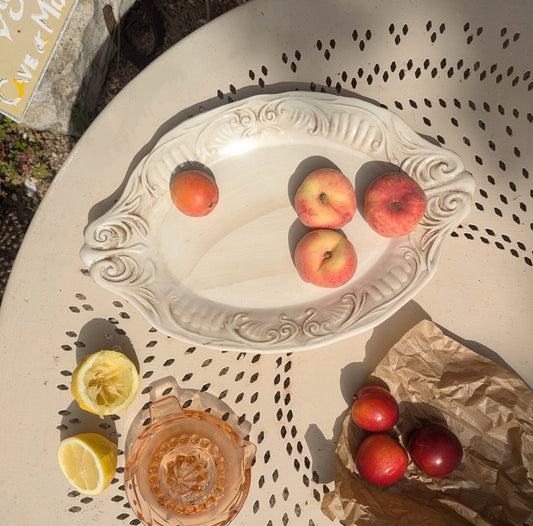 Large French White Washed Serving Platter