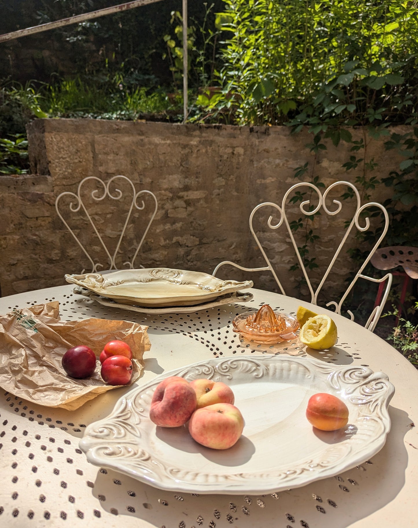 Large French White Washed Serving Platter