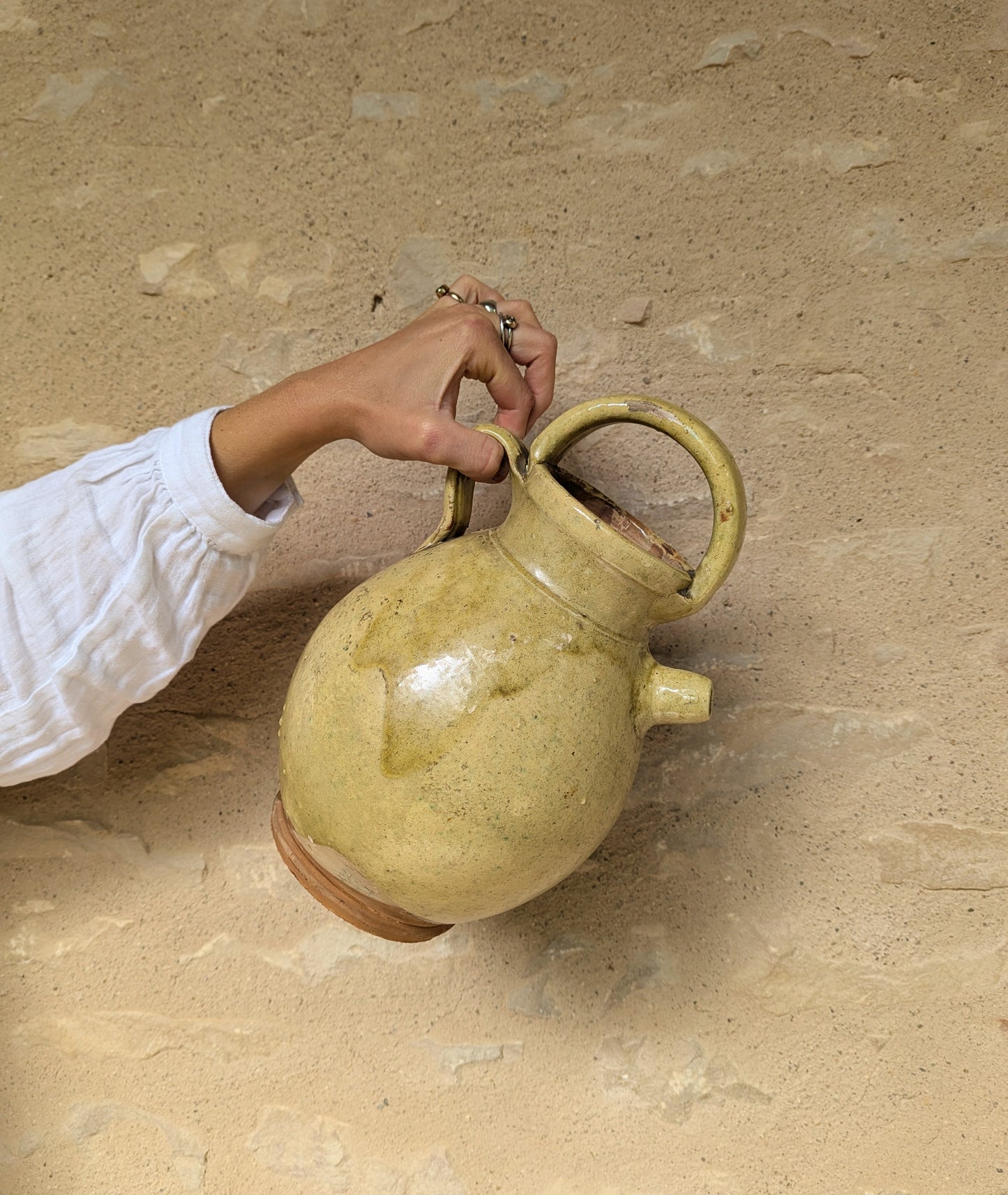 Mustard Glazed Antique French Water Jug