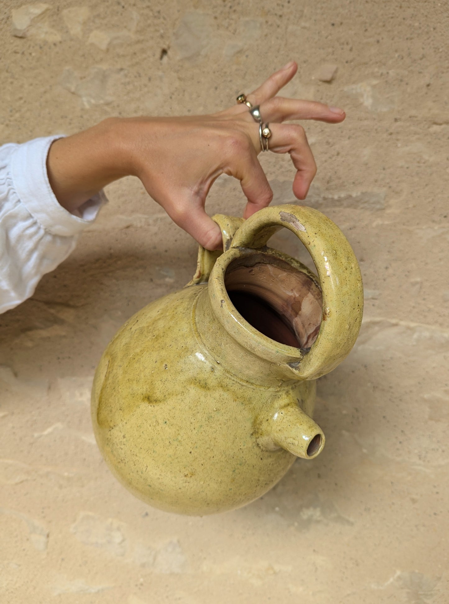 Mustard Glazed Antique French Water Jug