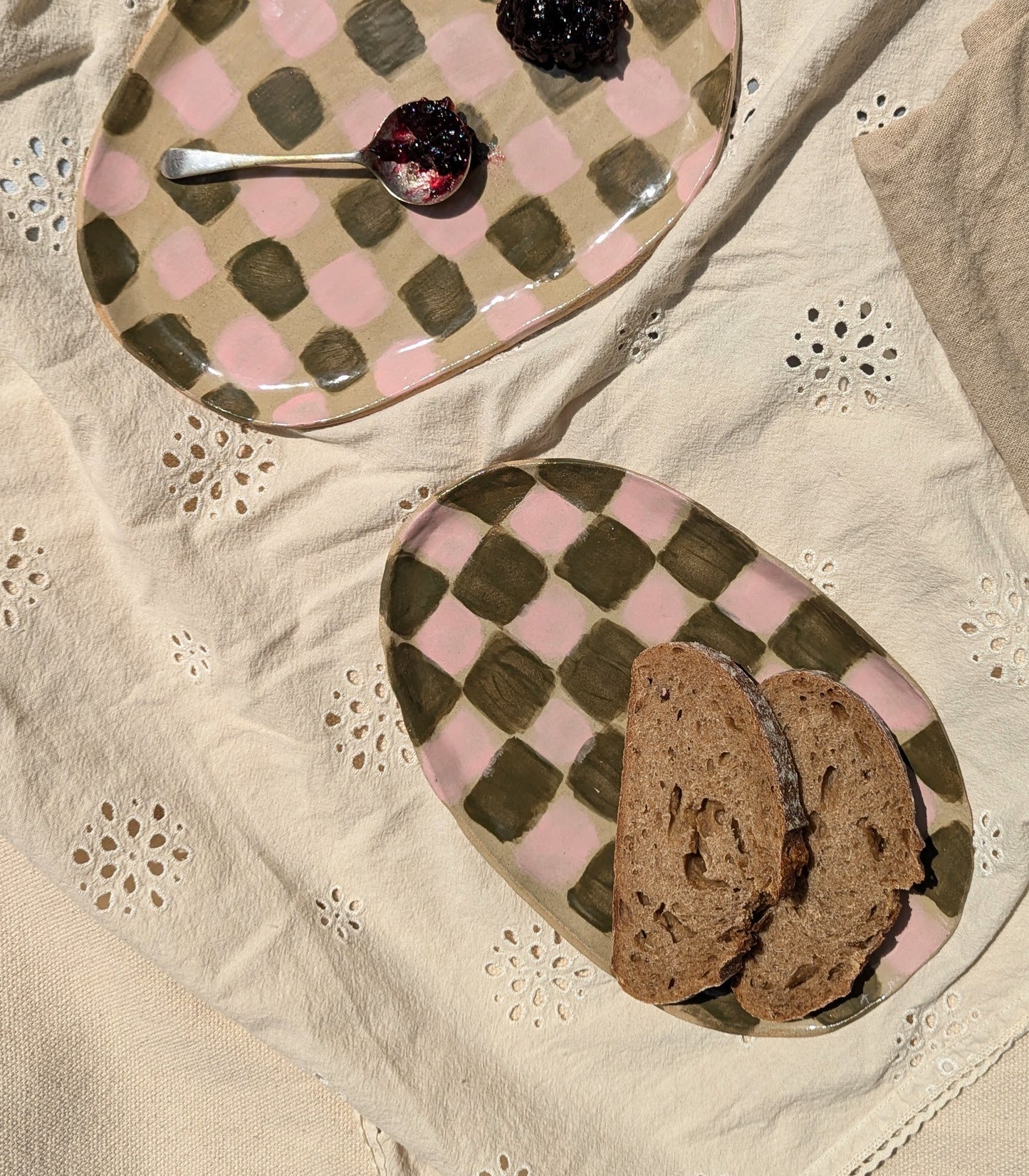 Pink & Olive Checked Plate