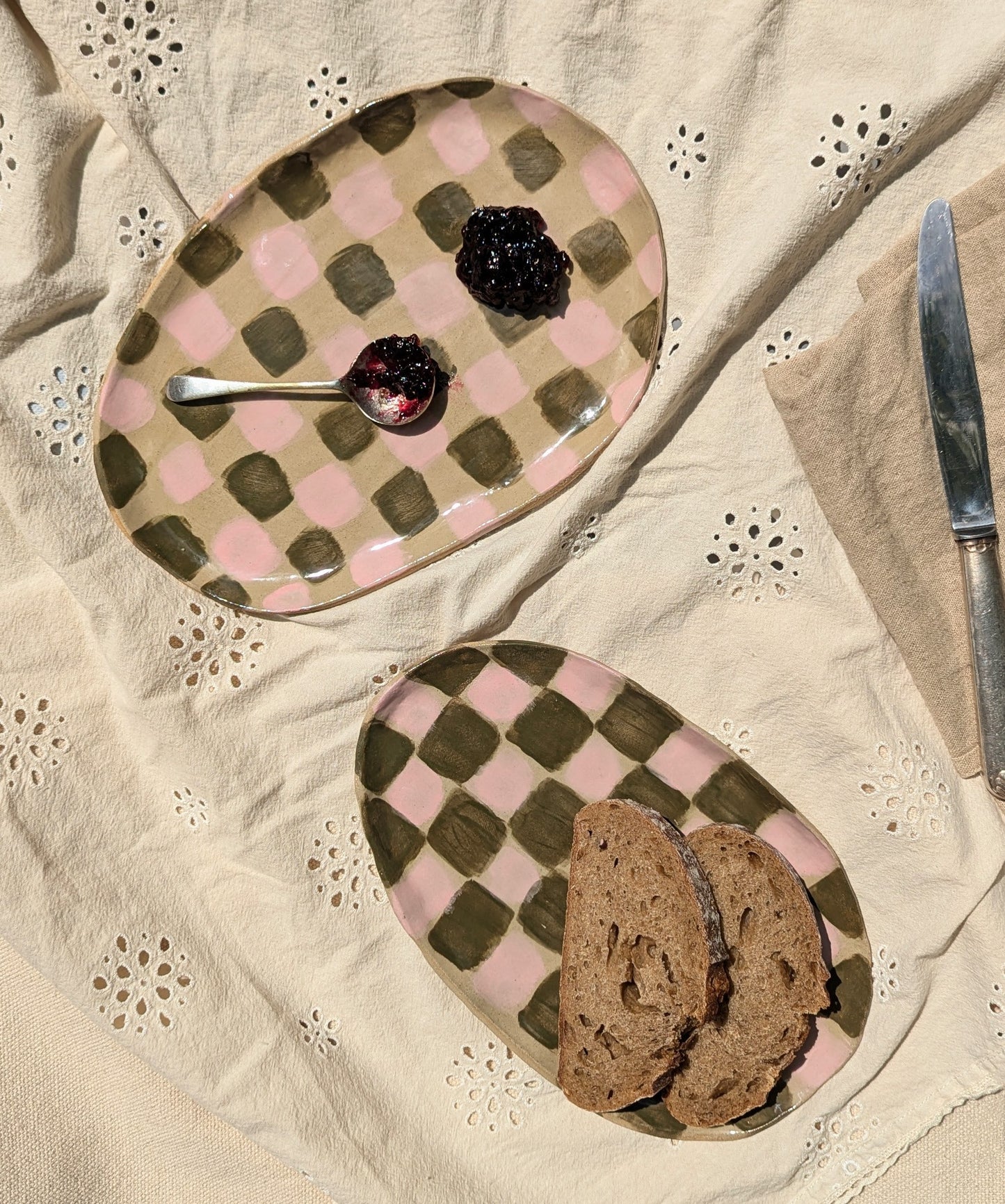 Pink & Olive Checked Plate