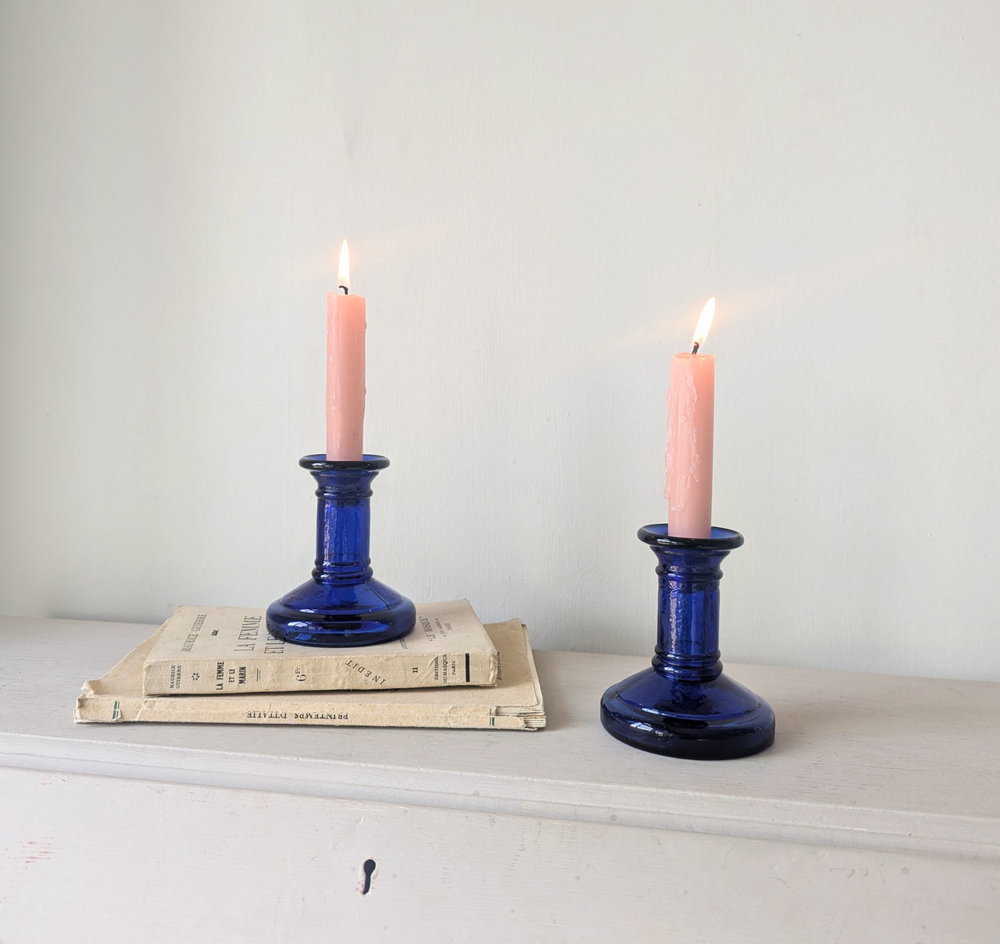 Blue Glass Candle Holders