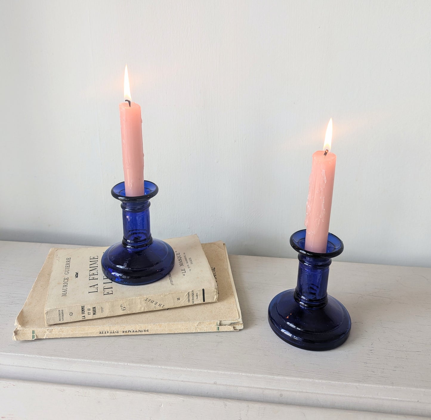 Blue Glass Candle Holders