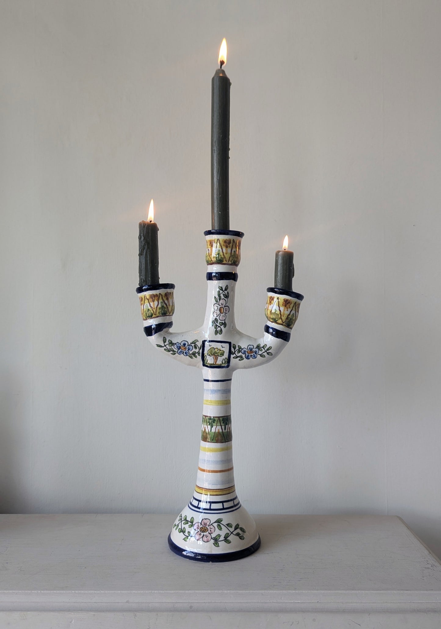 Hand Painted Porcelain French Candelabra