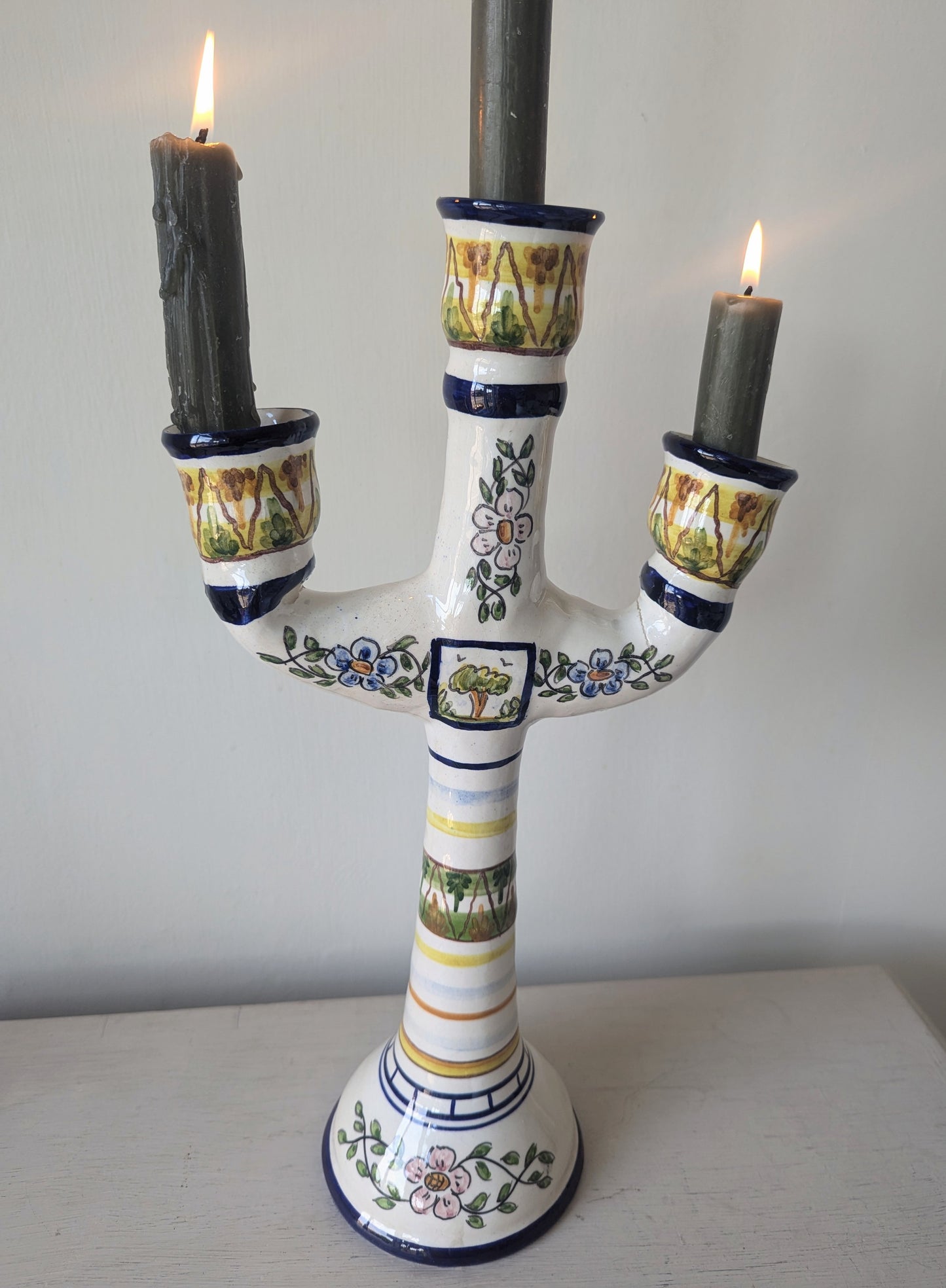 Hand Painted Porcelain French Candelabra