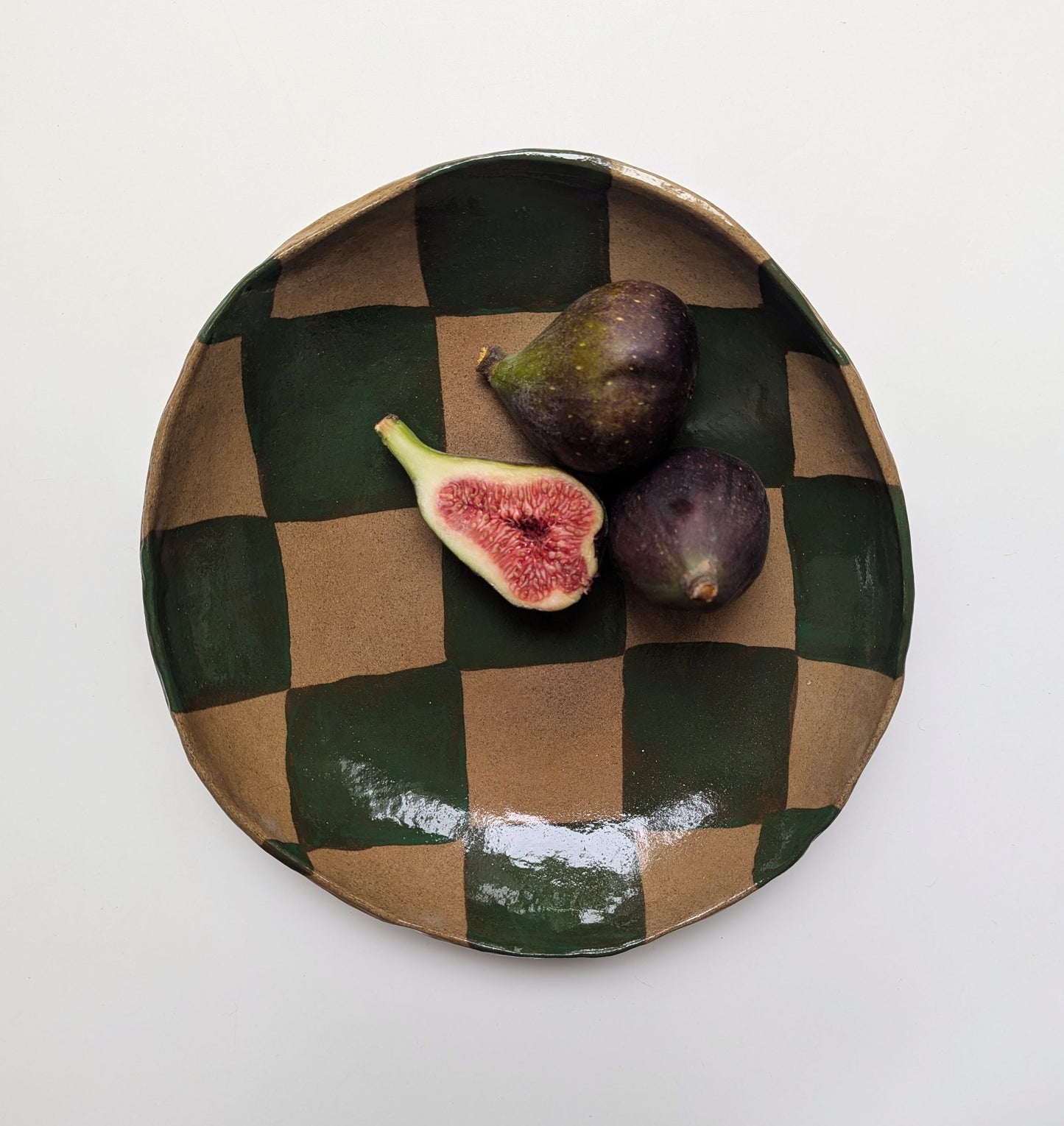 Green Check Serving Bowl