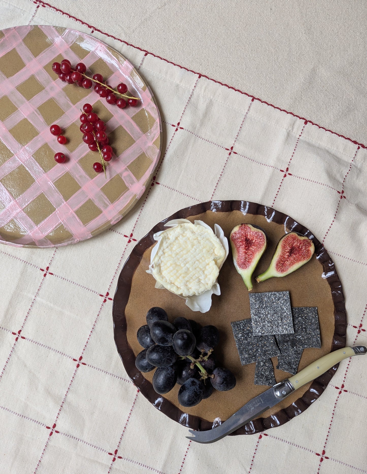 Pink Gingham Serving Platter