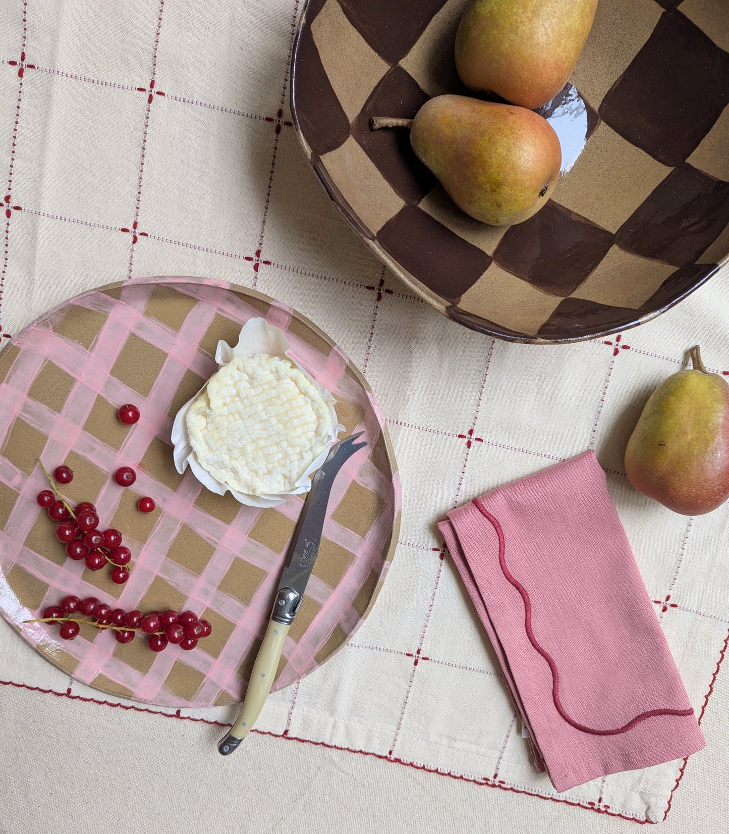 Pink Gingham Serving Platter