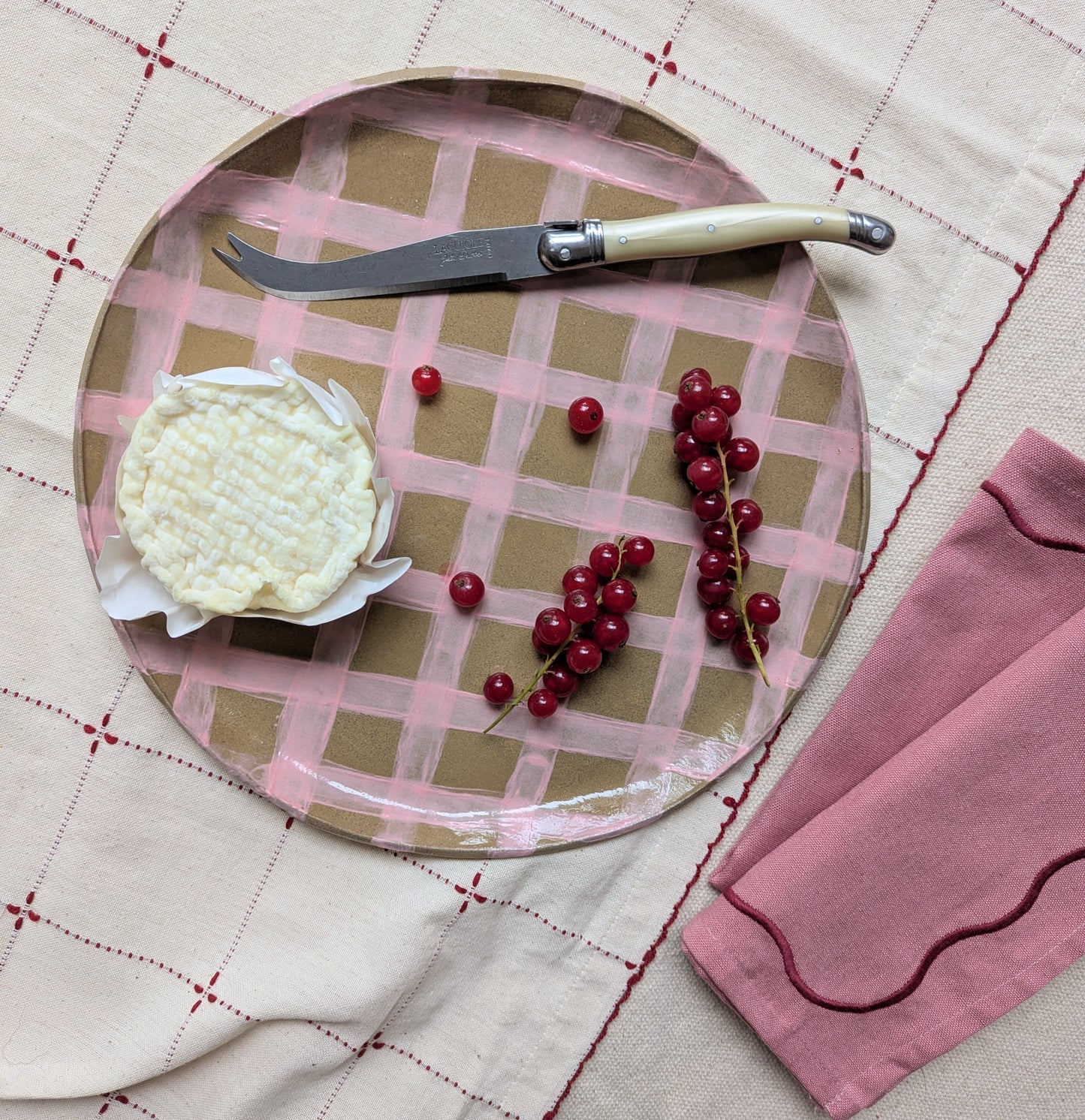 Pink Gingham Serving Platter