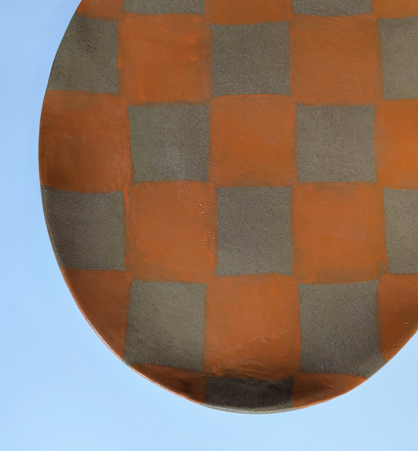 Orange Oval Check Seconds Platter