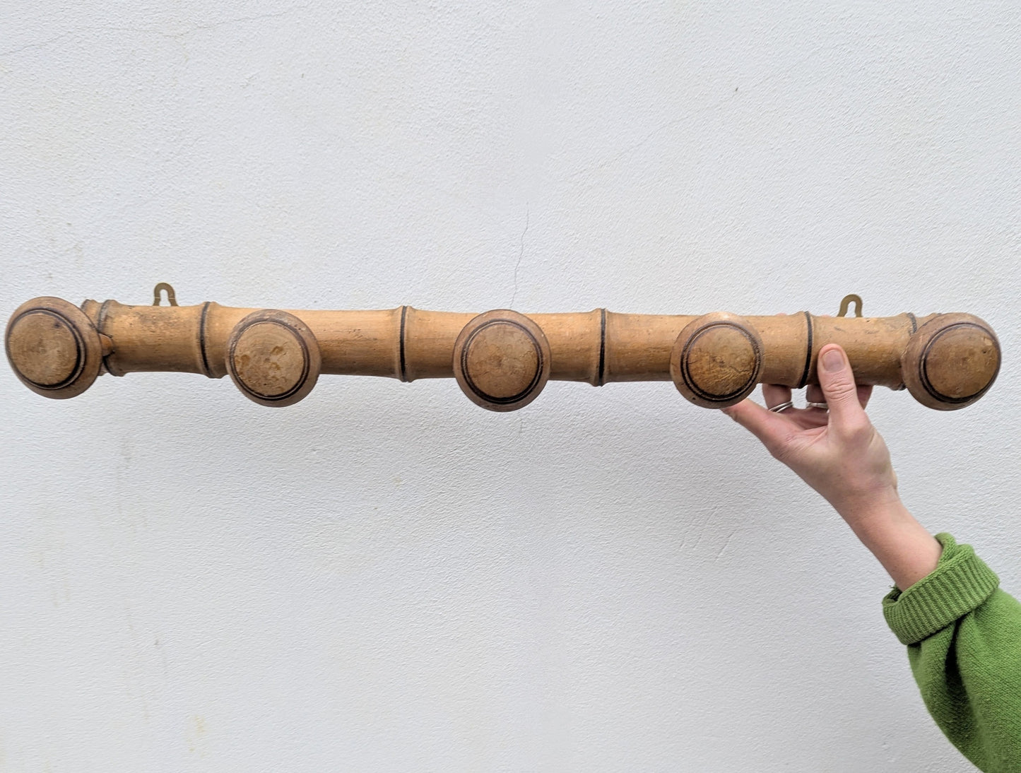 French Faux Bamboo Wooden Peg Coat Rack