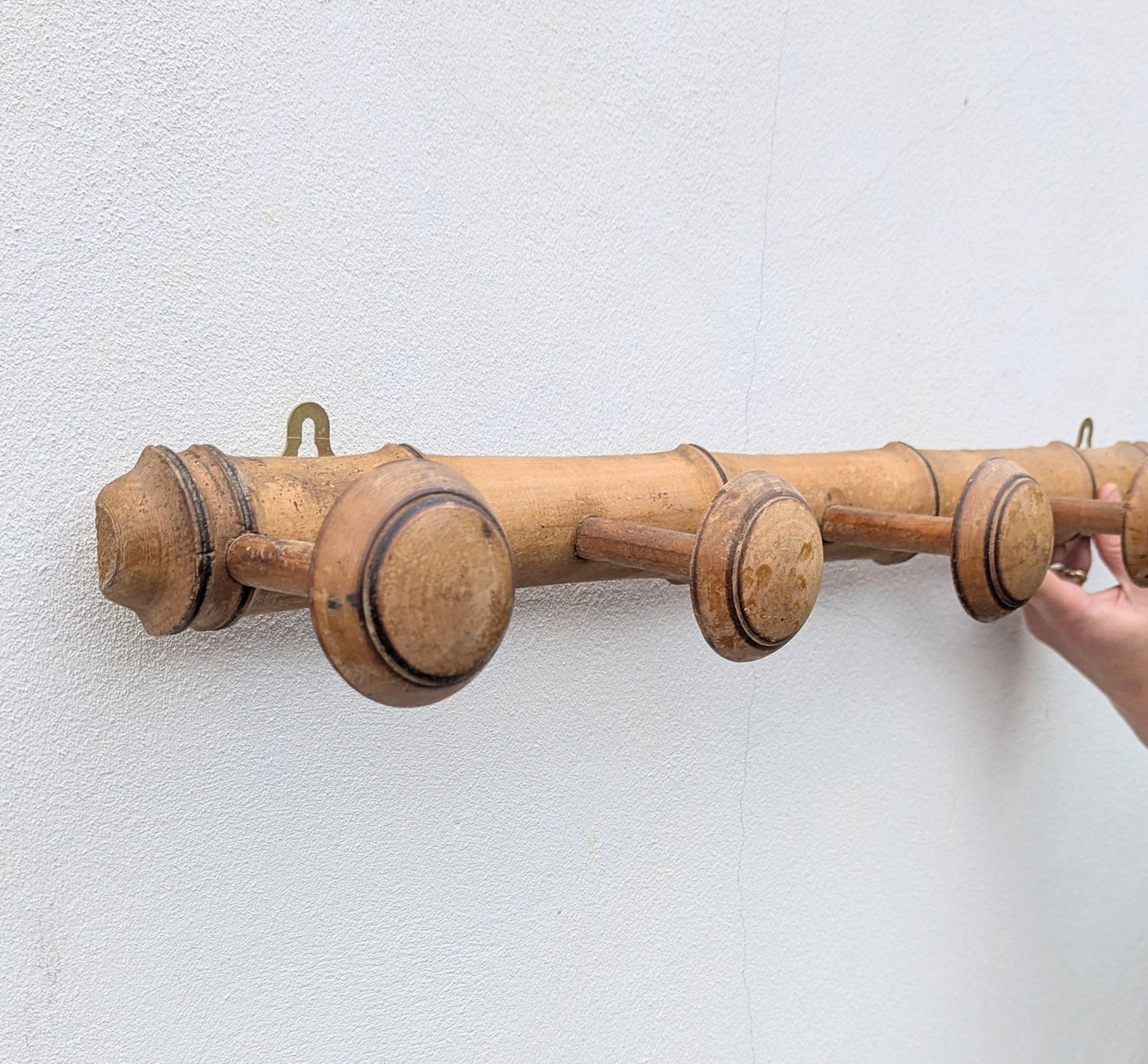 French Faux Bamboo Wooden Peg Coat Rack