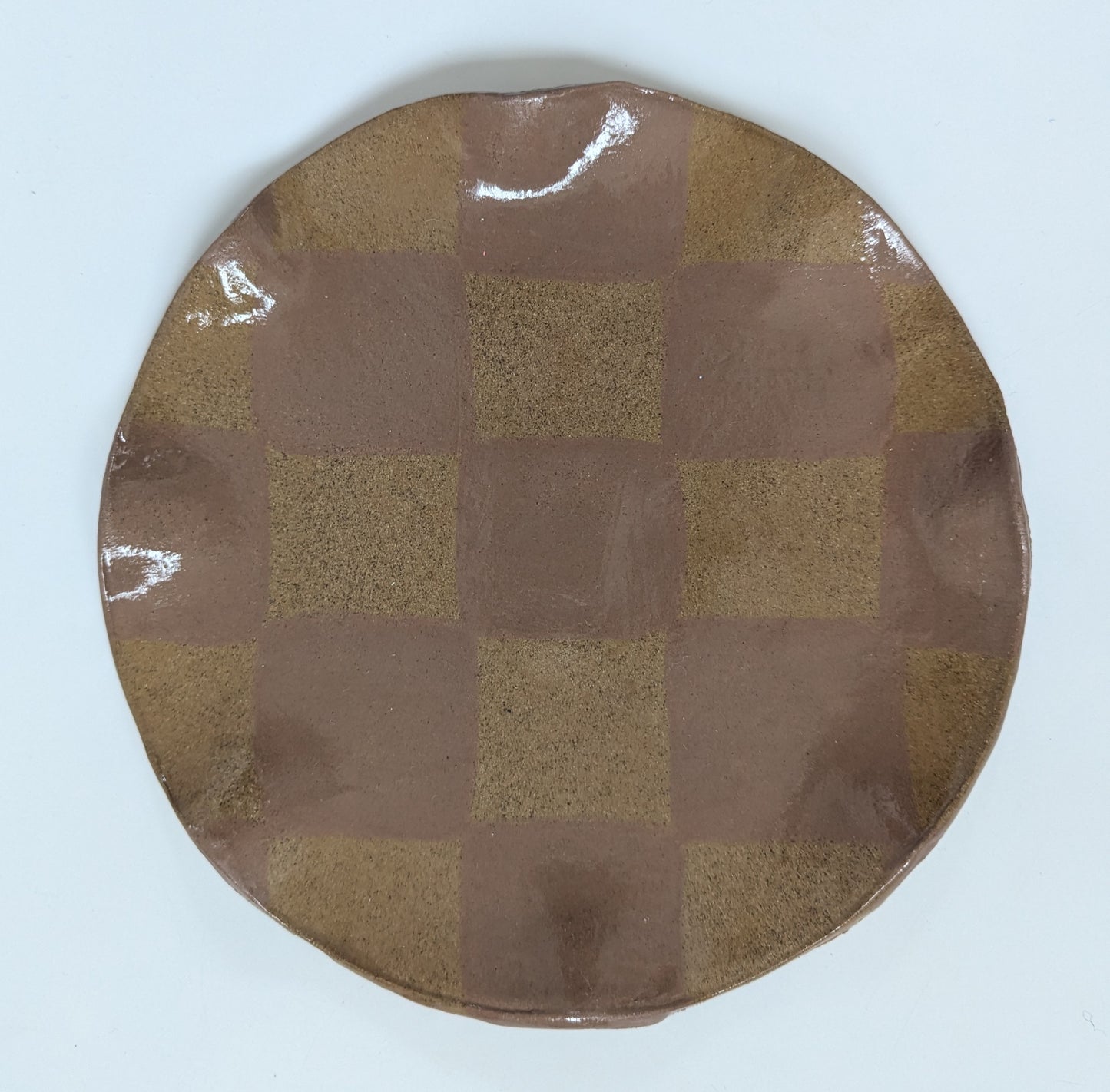 Set of Six Light Brown Wavy Check Seconds Side Plates