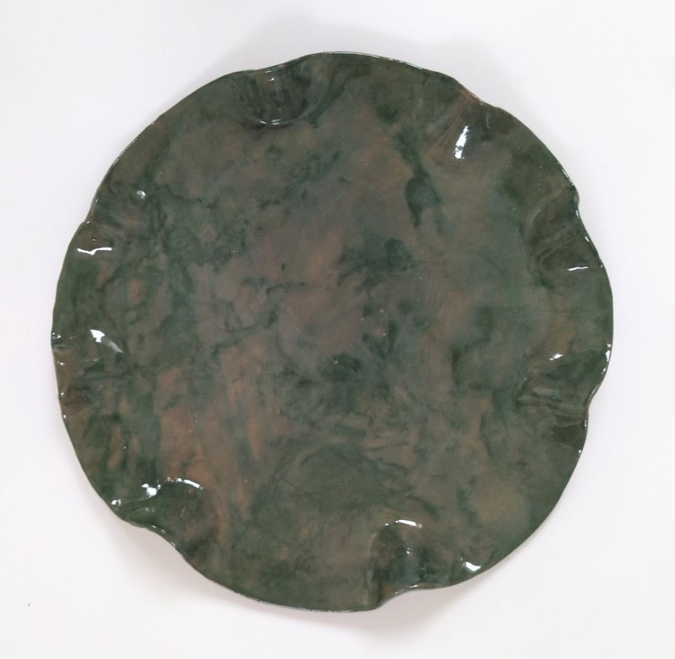 Deep Green Wavy Seconds Platter