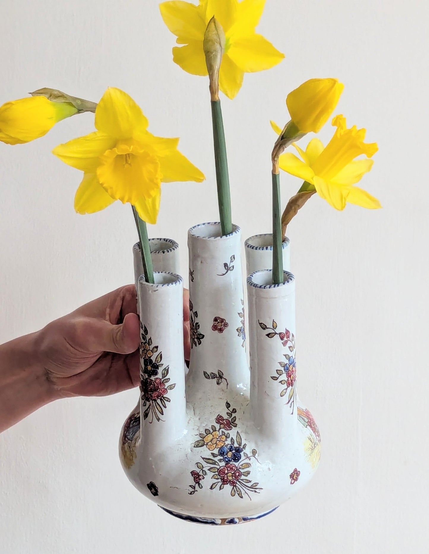 Hand Painted Floral Stem Vase