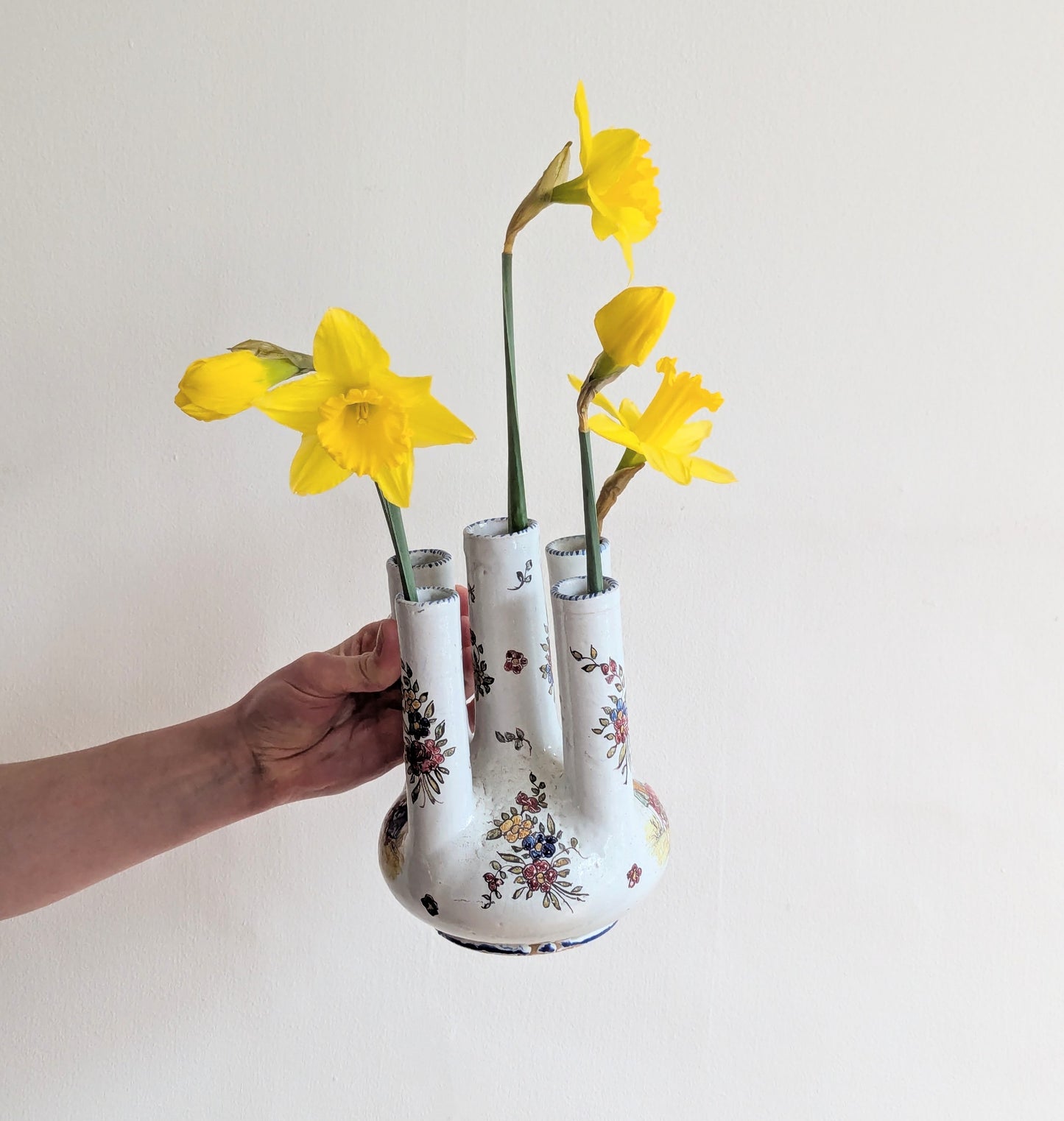 Hand Painted Floral Stem Vase