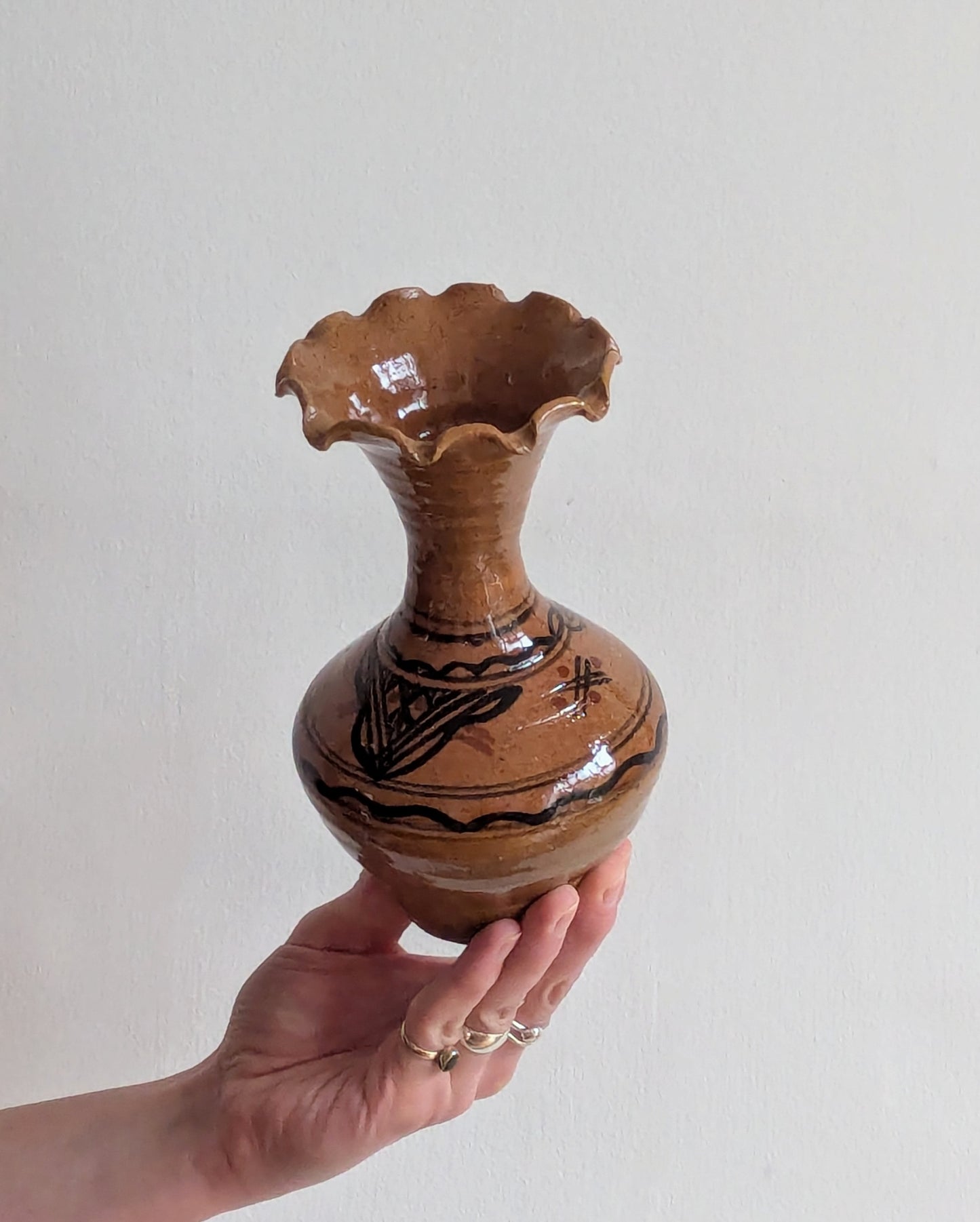 Scalloped Terracotta Vase