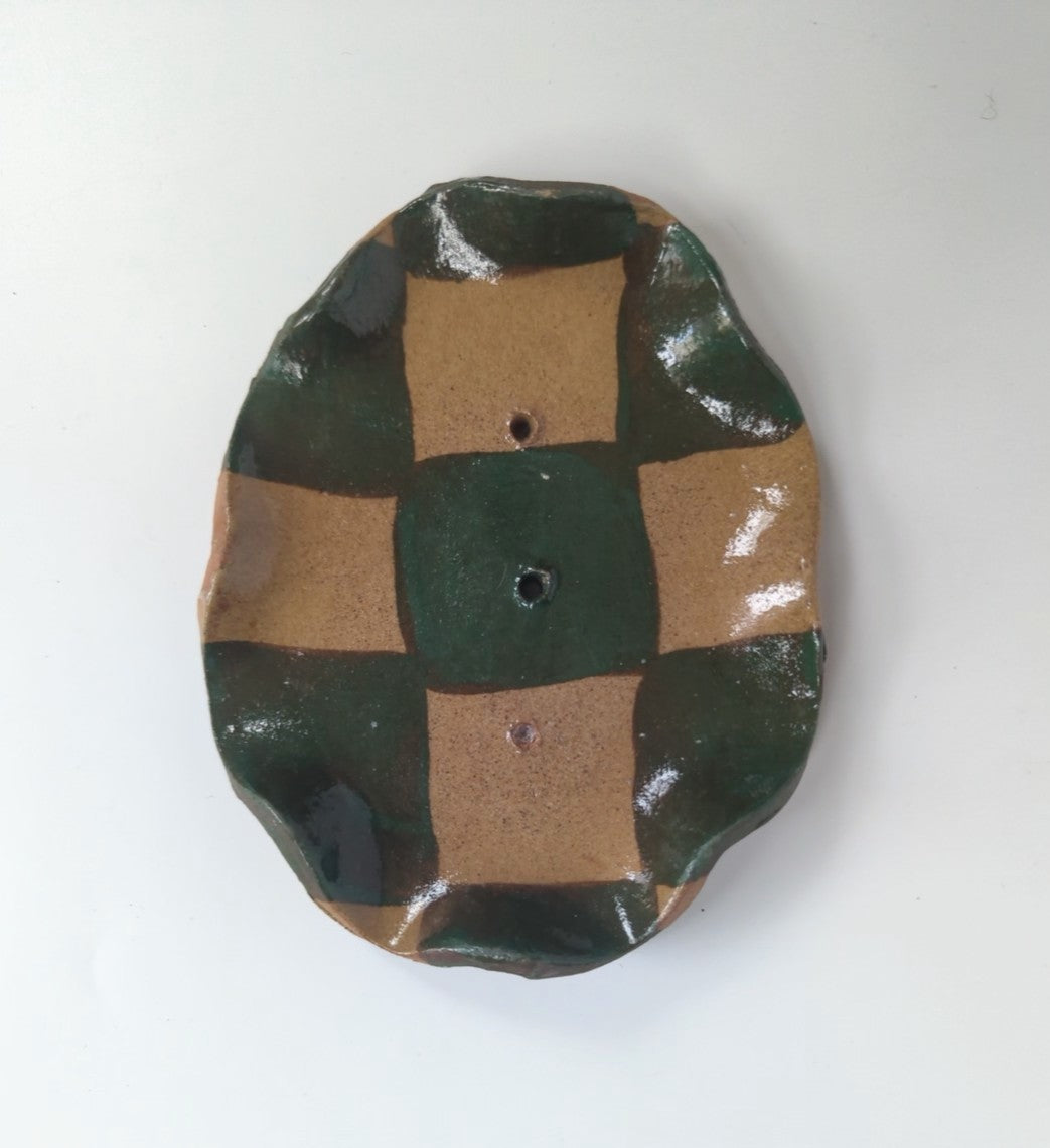 Green Check Soap Dish