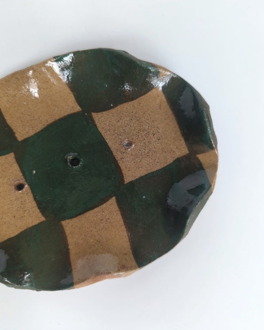 Green Check Soap Dish