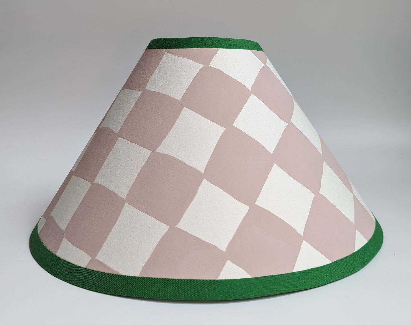Plaster Pink & Emerald Checkerboard Hand Painted Lampshade