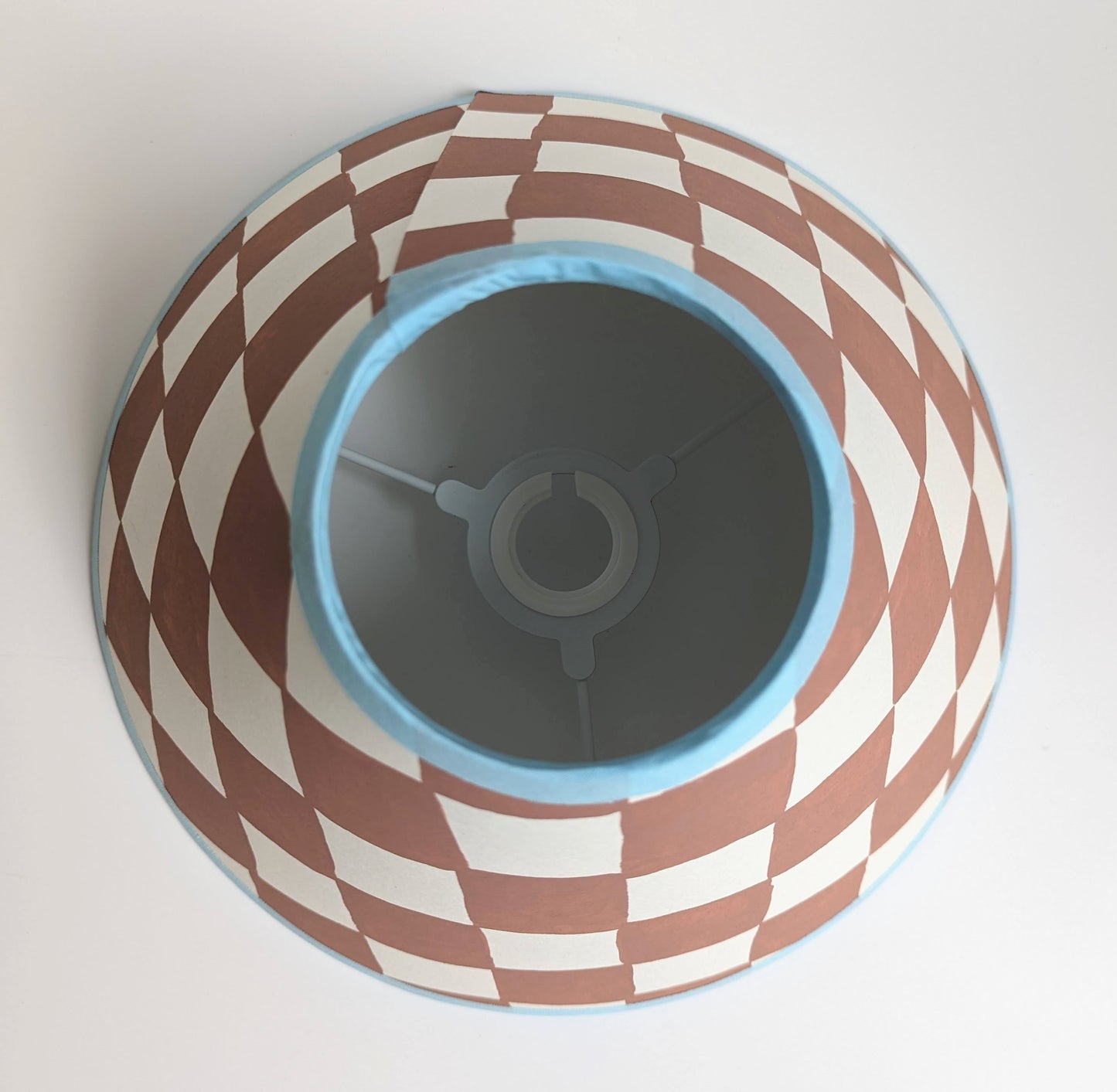 Rust & Blue Checkerboard Hand Painted Lampshade